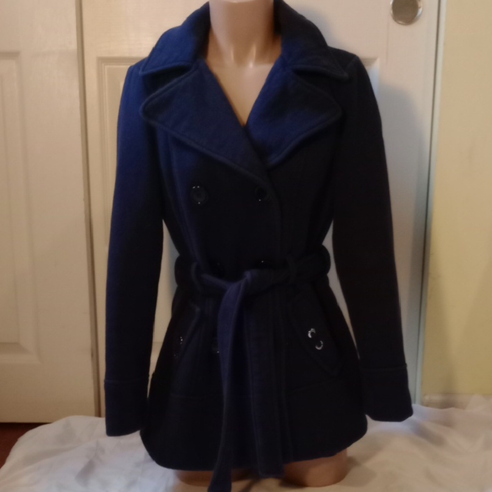 Jones New York Dark Blue Pea Coat Small